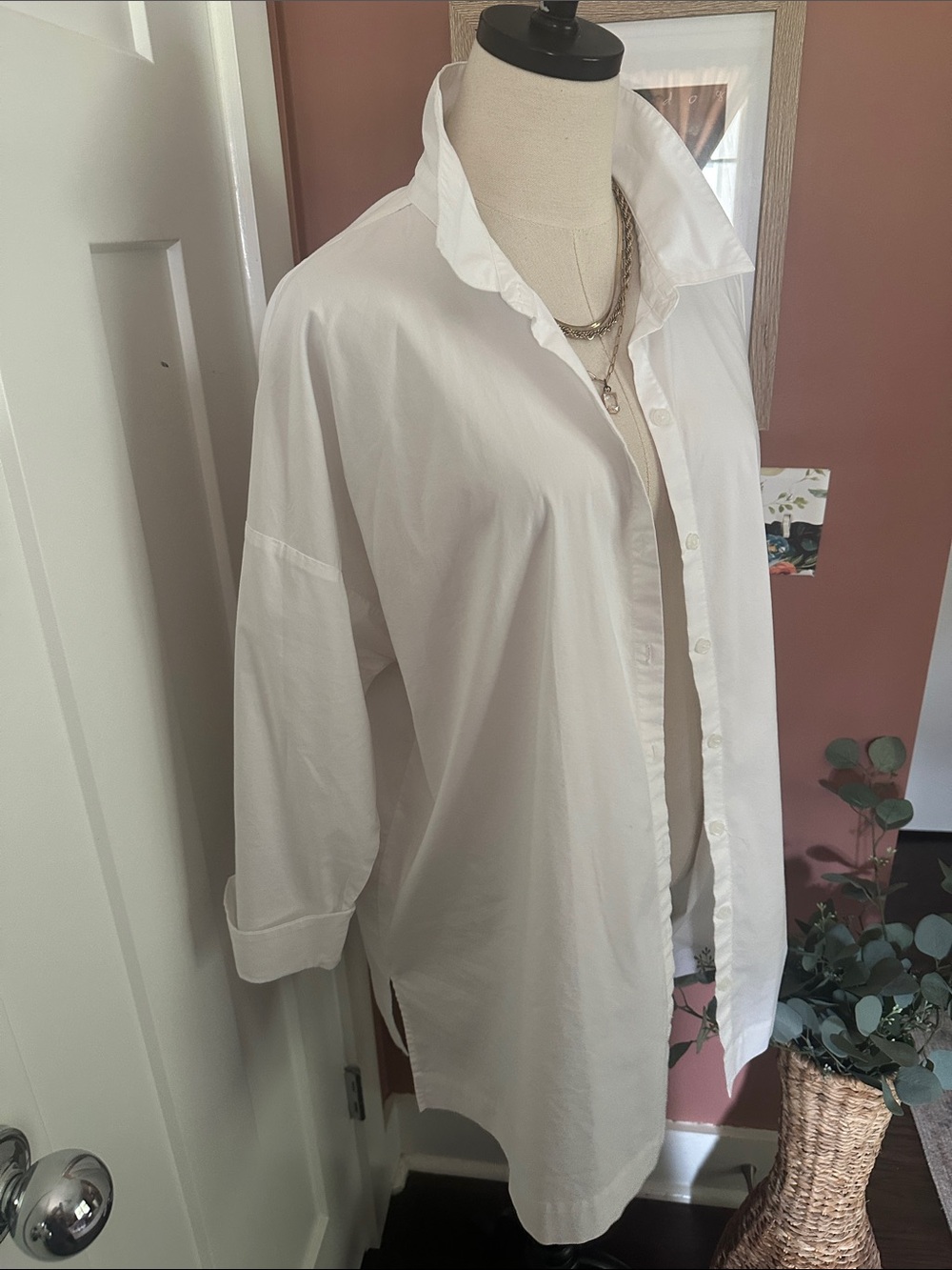 J. Jill White Shirt Collection Button-Front rolled cuffs oversized XL shirt - Picture 2 of 12